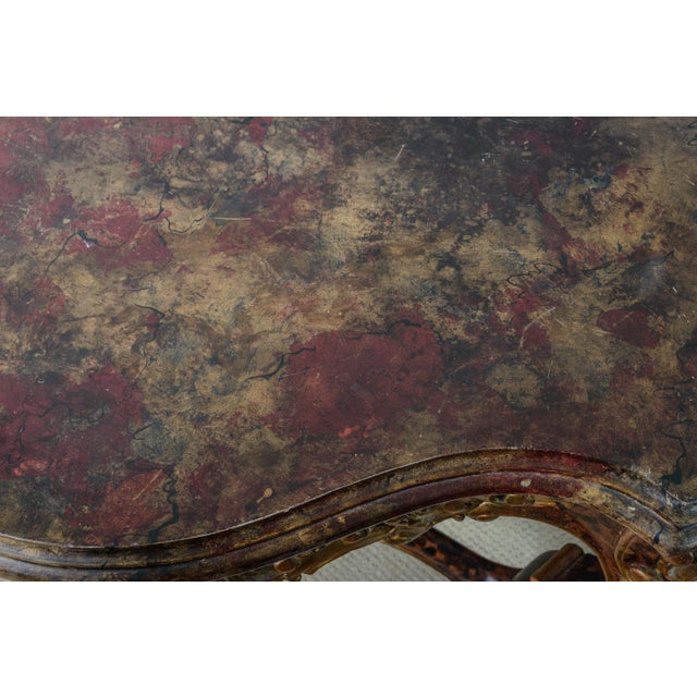1940s Italian Baroque Style Gilt Wood Console Table Faux Tortoiseshell For Sale - Image 5 of 12