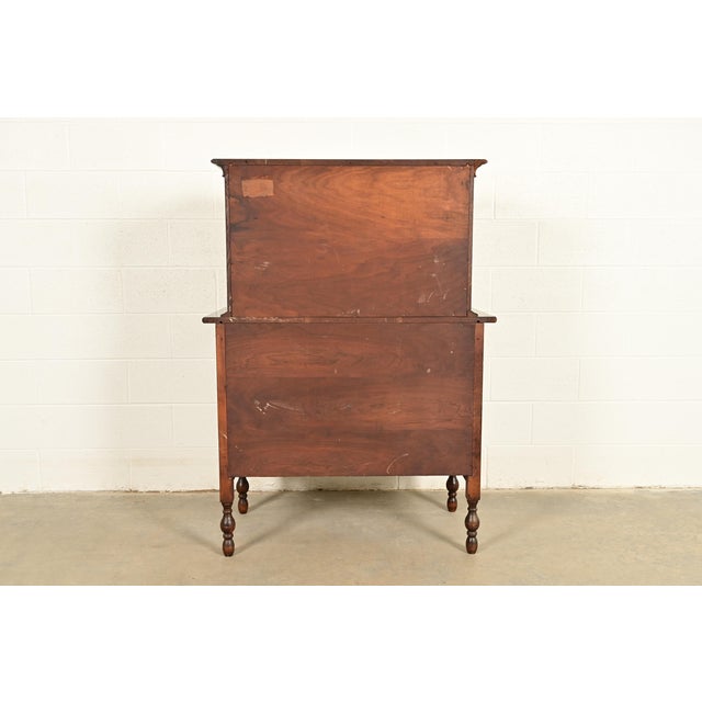 Berkey & Gay Style Antique English Jacobean Carved Walnut Highboy Dresser, Circa 1920s For Sale - Image 15 of 16