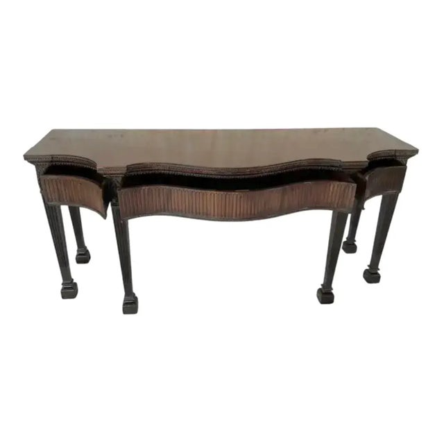 Traditional English Regency Style Carved Mahogany Console Serving Table For Sale - Image 3 of 12