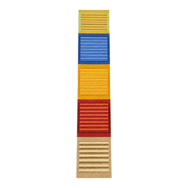Handwoven Kilim Runner | 1'9" X 11'0" | Scandinavian-Inspired Color Block Design For Sale