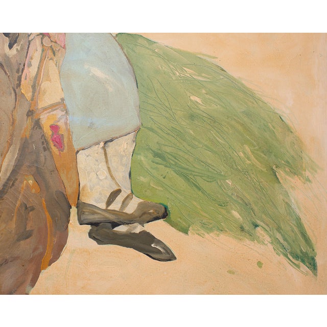 Ira Yeager 20th C. Corfu Woman on Donkey Oil Canvas Painting 6 Ft For Sale - Image 16 of 18