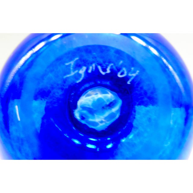 Glass Signed Ignis Cobalt Blue Bud Vase, 2004 For Sale - Image 7 of 8