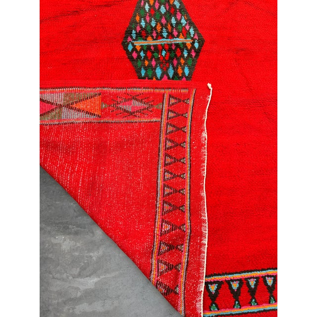 Textile 1980s Vintage Red Moroccan Rug - 6'8" X 14'6" Ft For Sale - Image 7 of 10