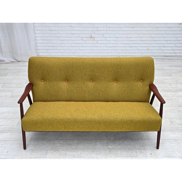 Vintage Danish Two-Seater Sofa in Furniture Wool and Teak Wood, 1960s For Sale - Image 4 of 18