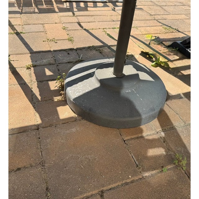 Traditional Brown Jordan Roma Table Frame and Weighted Umbrella Base With Canvas Umbrella For Sale - Image 3 of 15