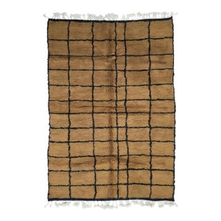 Brown Grid Moroccan Rug - 9.8 X 7 Ft For Sale