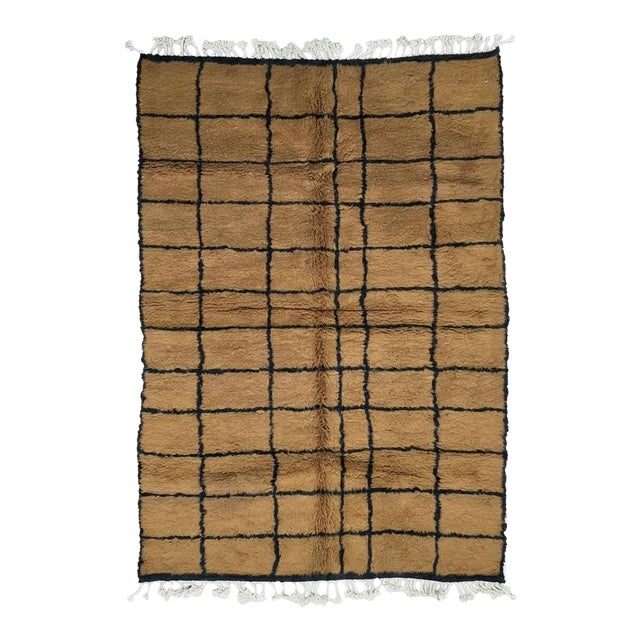 Brown Grid Moroccan Rug - 9.8 X 7 Ft For Sale