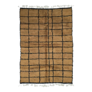 Brown Grid Moroccan Rug - 9.8 X 7 Ft