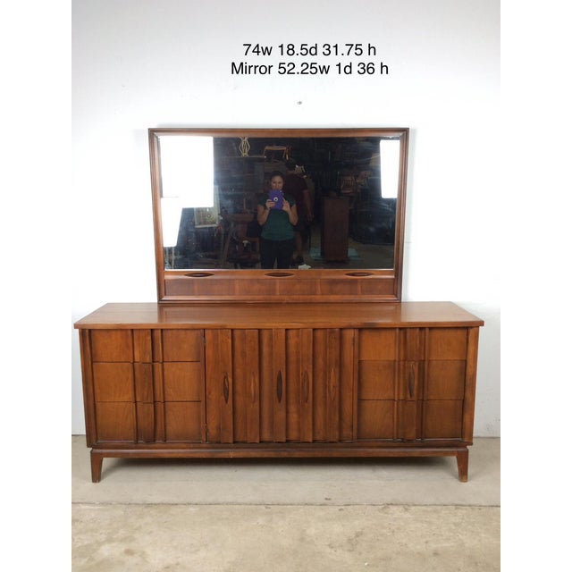 Mid Century Modern Lowboy Dresser With Mounted Mirror by Thomasville For Sale - Image 16 of 18