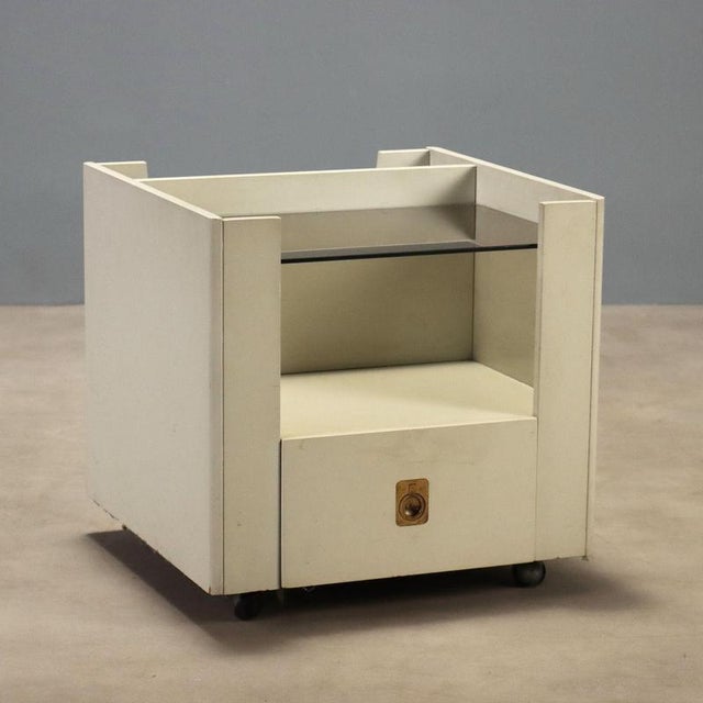 White Lacquered Wood Nightstand, 1970s For Sale - Image 10 of 10