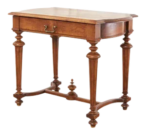 French Louis XIV Style Walnut Writing Table Desk