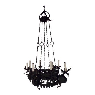 Dragon Chandelier, Hand-Wrought, in the Manner of Samuel Yellin For Sale