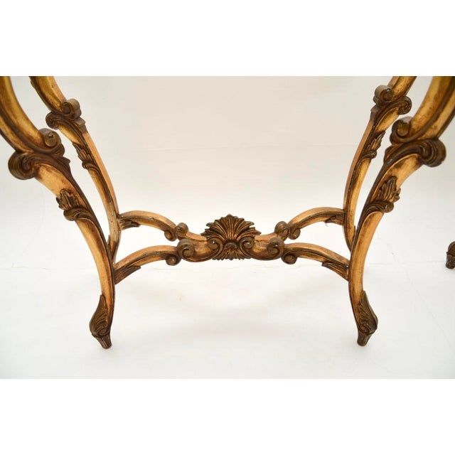 Vintage French Console Tables in Gilt Wood with Marble Tops, 1950, Set of 2 For Sale - Image 11 of 13