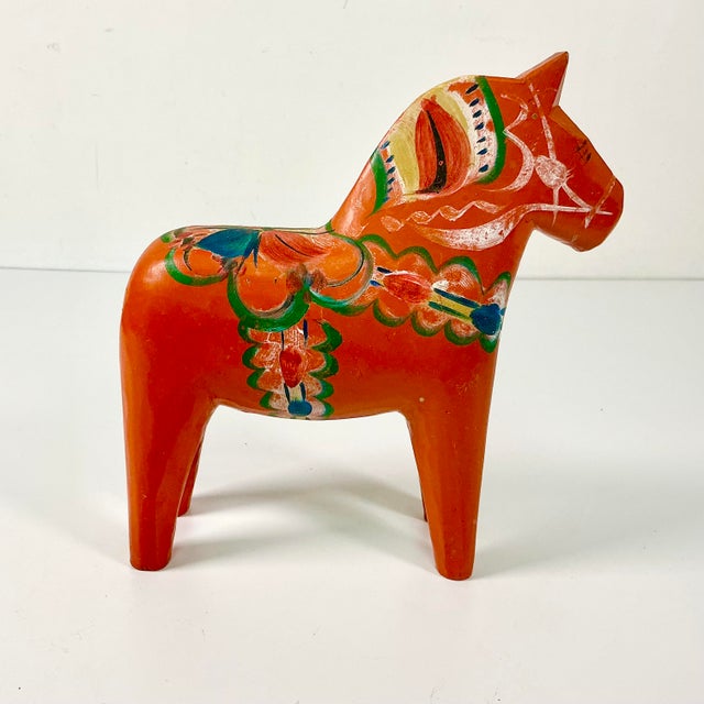 1950s Vintage Gustavia Boho Chic Swedish Hand-Carved Wood Dala Horse For Sale - Image 4 of 12