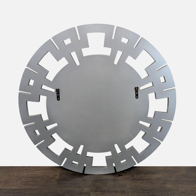 Geometric wood border with glass inserts surrounding main mirror Dimensions 35.8ʺW x 0.8ʺD x 35.8ʺH Item ID 1069010 #...