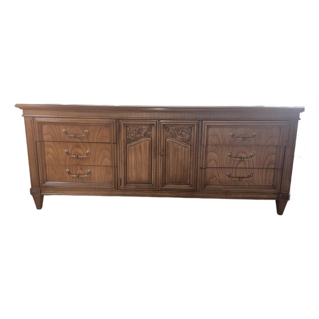 Vintage Wood Carved Triple Dresser For Sale