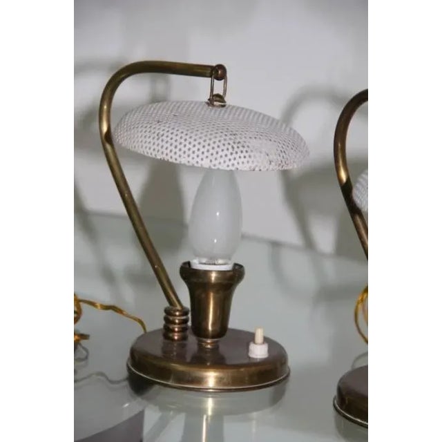 Metal Mid-Century Perforated Brass Table Lamps, Set of 2 For Sale - Image 7 of 8
