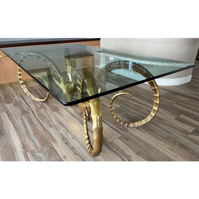 Rams Head Ibex Dining Table Hollywood Regency Glam 1970s For Sale - Image 15 of 18