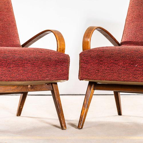 Armchair in Rust Bouclé Fabric by Jaroslav Šmídek, 1950s For Sale - Image 3 of 9