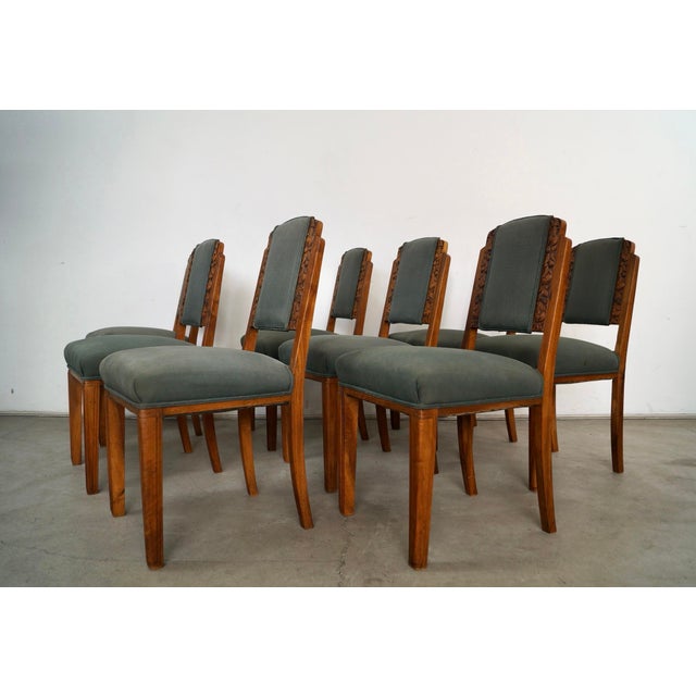 Art Deco 1930’s Art Deco Walnut Dining Chairs - Set of 8 For Sale - Image 3 of 12