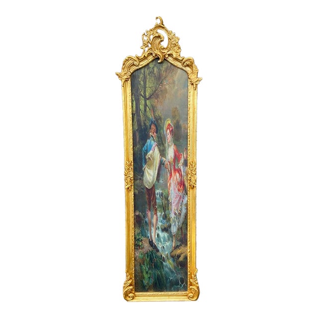 1970s French Louis XVI Gold Beech Textile Wall Art For Sale