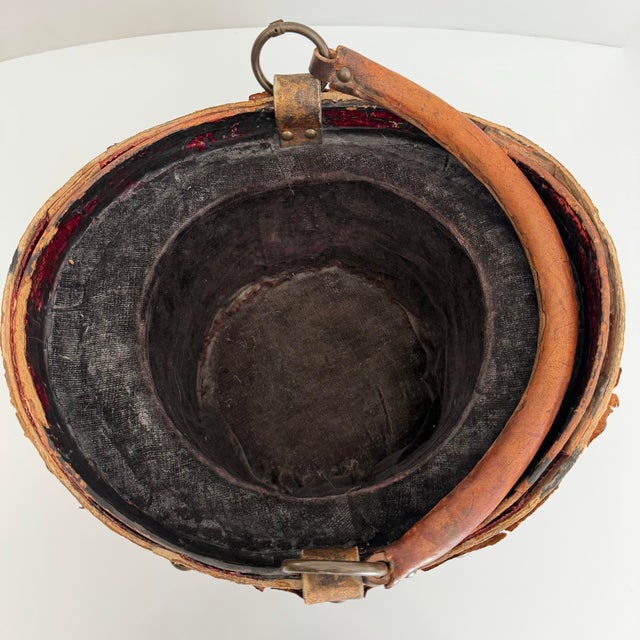 Farmhouse 19th Century Leather Top Hat Basket, Repurposed For Sale - Image 3 of 9