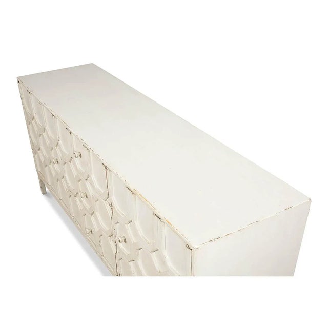 Modern Whitewash Geometric Sideboard For Sale In Raleigh - Image 6 of 11