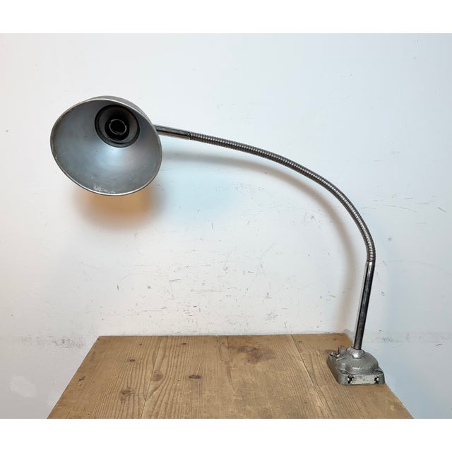 Industrial Grey Workshop Gooseneck Table Lamp, 1960s For Sale - Image 9 of 18