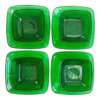Mid Century Modern Depression Glass Plates & Bowls by Anchor Hocking- 8 Pieces For Sale