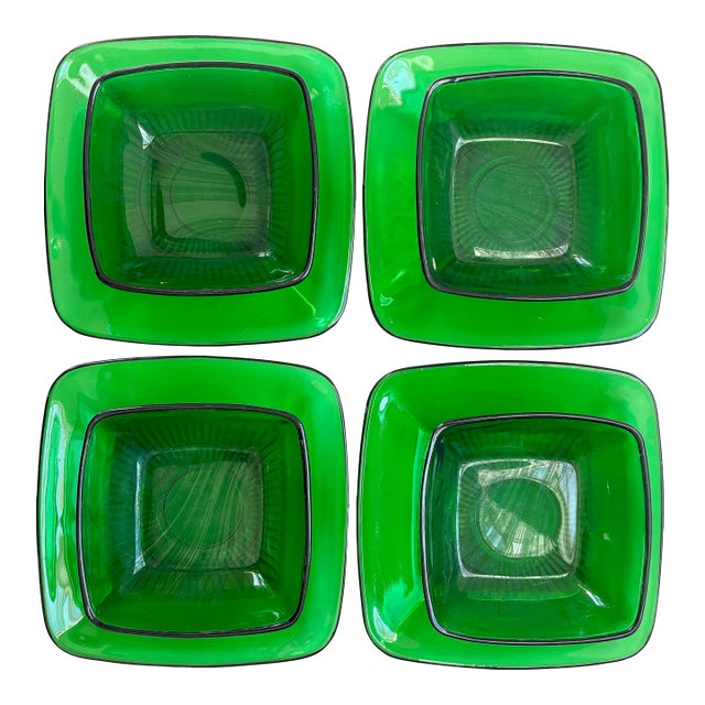 Mid Century Modern Depression Glass Plates & Bowls by Anchor Hocking- 8 Pieces For Sale