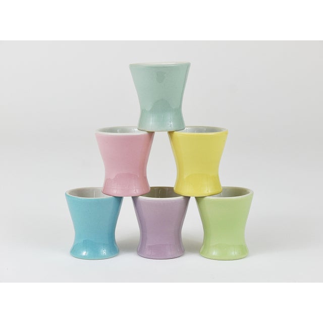 Mid-Century Pastel Daisy Porcelain Egg Cups from Lilien, Austria, 1950s, Set of 6 For Sale - Image 13 of 14