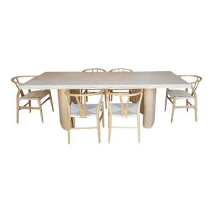 Live Edge Rectangular Travertine Dining Table