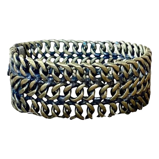 Wide Brass Link Bracelet (Mexico) For Sale