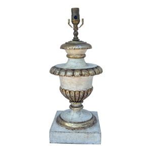 Antique French Neo-Classical Style Carved Gilt Painted Wood Fragment Table Lamp
