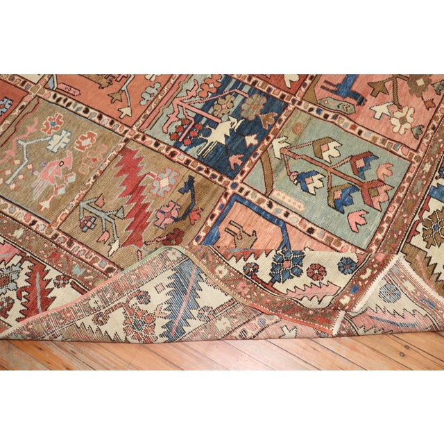 Antique Persian Heriz Pictorial Room Size Rug For Sale - Image 16 of 18