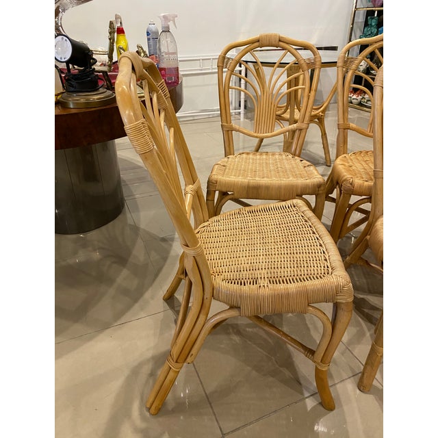 Vintage Rattan & Wicker Dining Set Table & Chairs 5 Piece Set