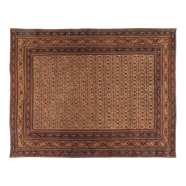 Exquisite 1900s Oversized Antique Persian Meshad Rug For Sale