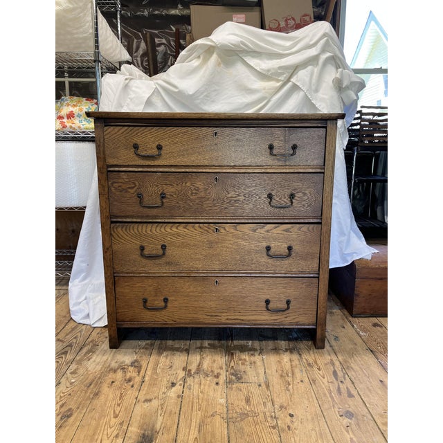 Early 1900s Solid Wood Dresser - 4 Drawers - Farmhouse Storage For Sale - Image 16 of 17