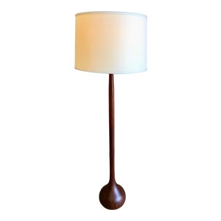 1960s Danish Modern Solid Teak Onion Floor Lamp For Sale