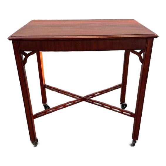 Vintage Georgian Style Chippendale Style Mahogany Tray Top Side Table. For Sale