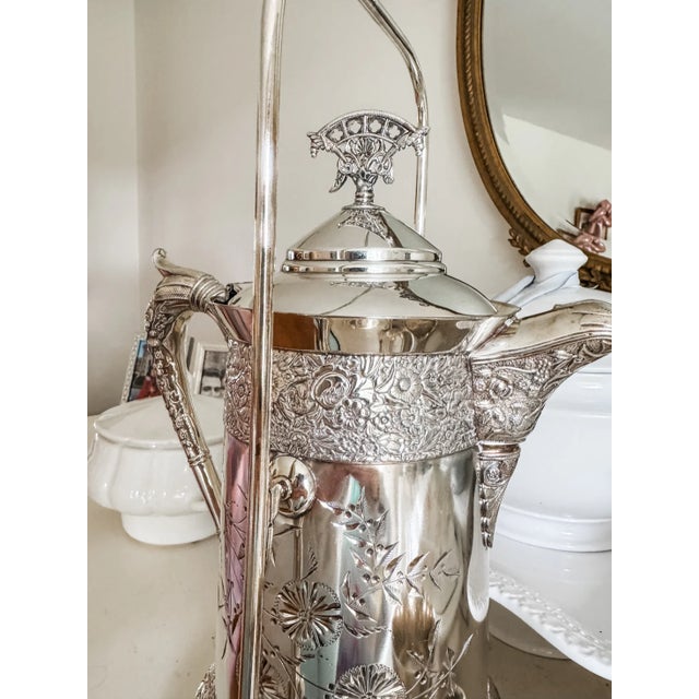 Rare Monumental Victorian c.b. Barker Quadruple Plate Water Set With Original Stand & Matching Goblet For Sale In Philadelphia - Image 6 of 16
