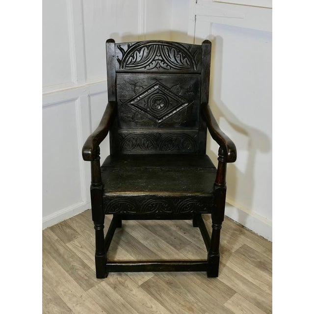 Antique Oak Wainscot Chair, 1700s For Sale - Image 5 of 9