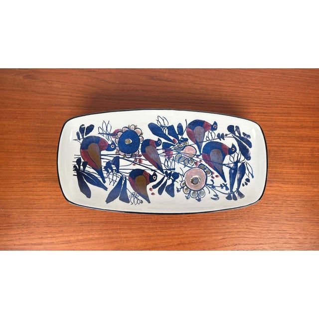 Mid-Century Modern Danish Porcelain Tenera Bowl with Bird Design by Kari Christensen for Aluminia Royal Copenhagen, 1960s,...
