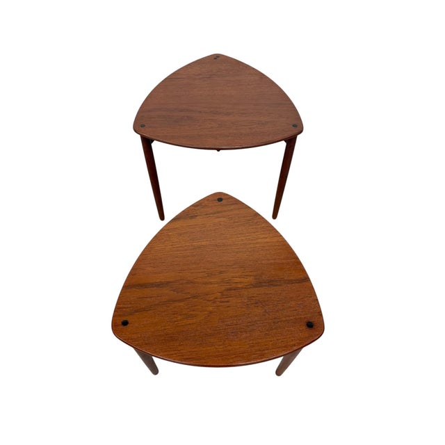 Mid-Century Danish Modern Guitar Pick Nesting Tables - Set of 2 - Refinished! For Sale In Philadelphia - Image 6 of 7