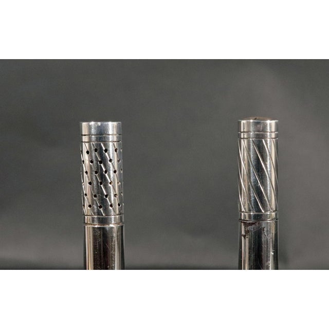 Henning Jensen & Torben Valeur Pair of Georg Jensen Sterling Silver "Skyscraper" Salt & Pepper Shakers by Jorgen Jensen For Sale - Image 4 of 14