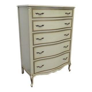 Drexel French Shabby Chic Painted Tall Chest of Drawers For Sale