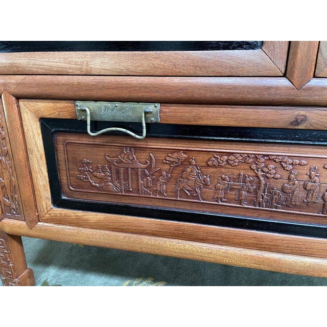 Gold Indochinese Chest of Drawers with Carved Panels For Sale - Image 8 of 11