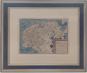 Antique Map of Friesland in Frame, 1612