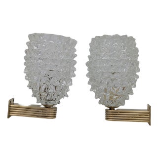 Vintage Beaded Murano Glass Wall Lights from Barovier, 1950s, Set of 2 For Sale