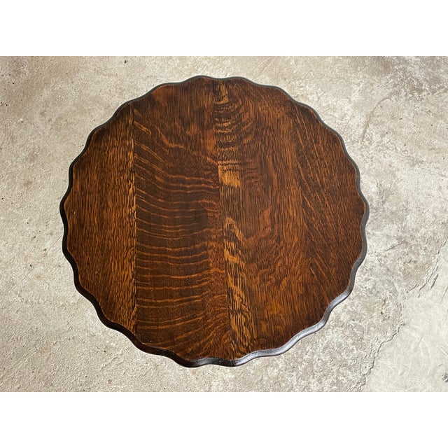 Antique English Jacobean Revival Barley Twist and Pie Crust Side Table, 1920 For Sale - Image 4 of 8